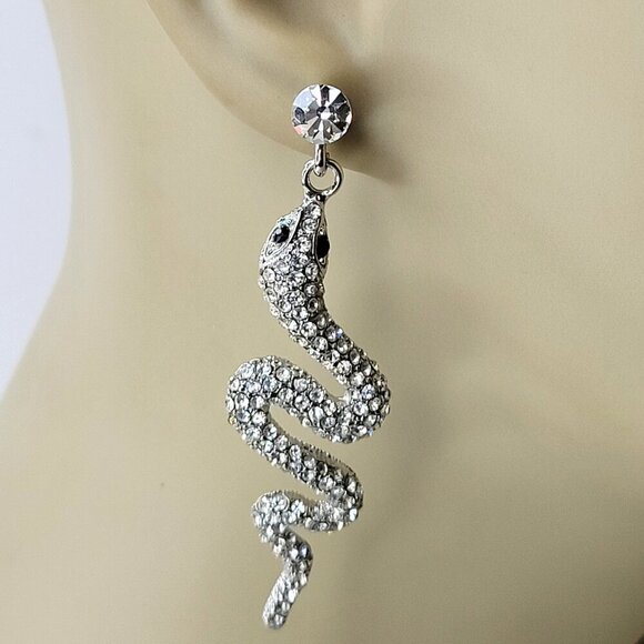 Snake Crystal Drop Earring - Picture 2 of 9